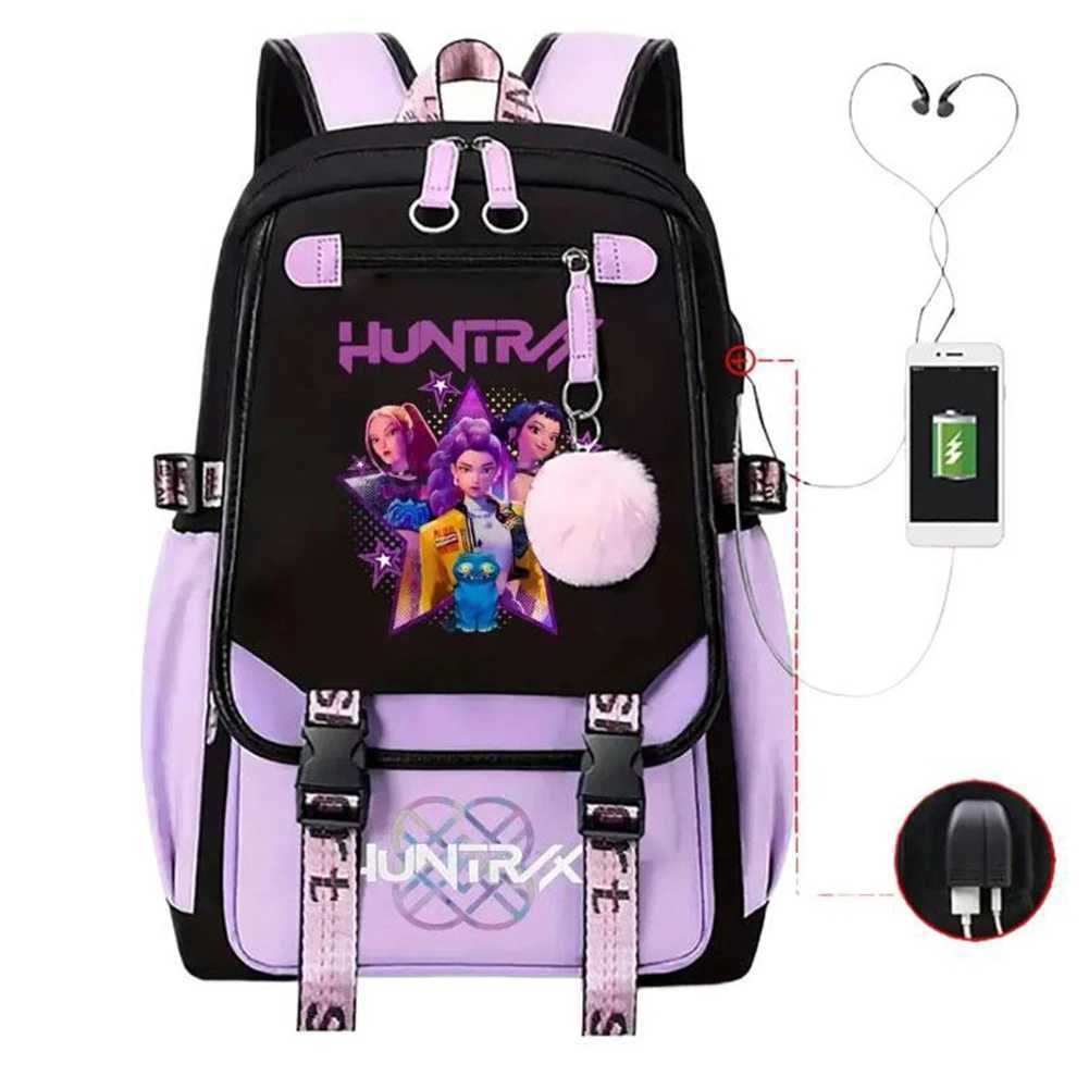 For Demon Hunters Backpack Slayer School Backpack Rumi Mira Zoey Fans Bag For Kids Boy Girl Teens Men Women Laptop Usb Port Bags C251114