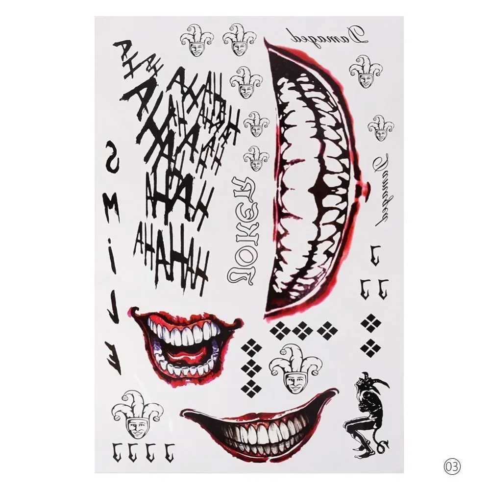 4 styles of waterproof temporary tattoo stickers skeleton clown patterns tattoos water transfer body art fake tattoosXJ25414