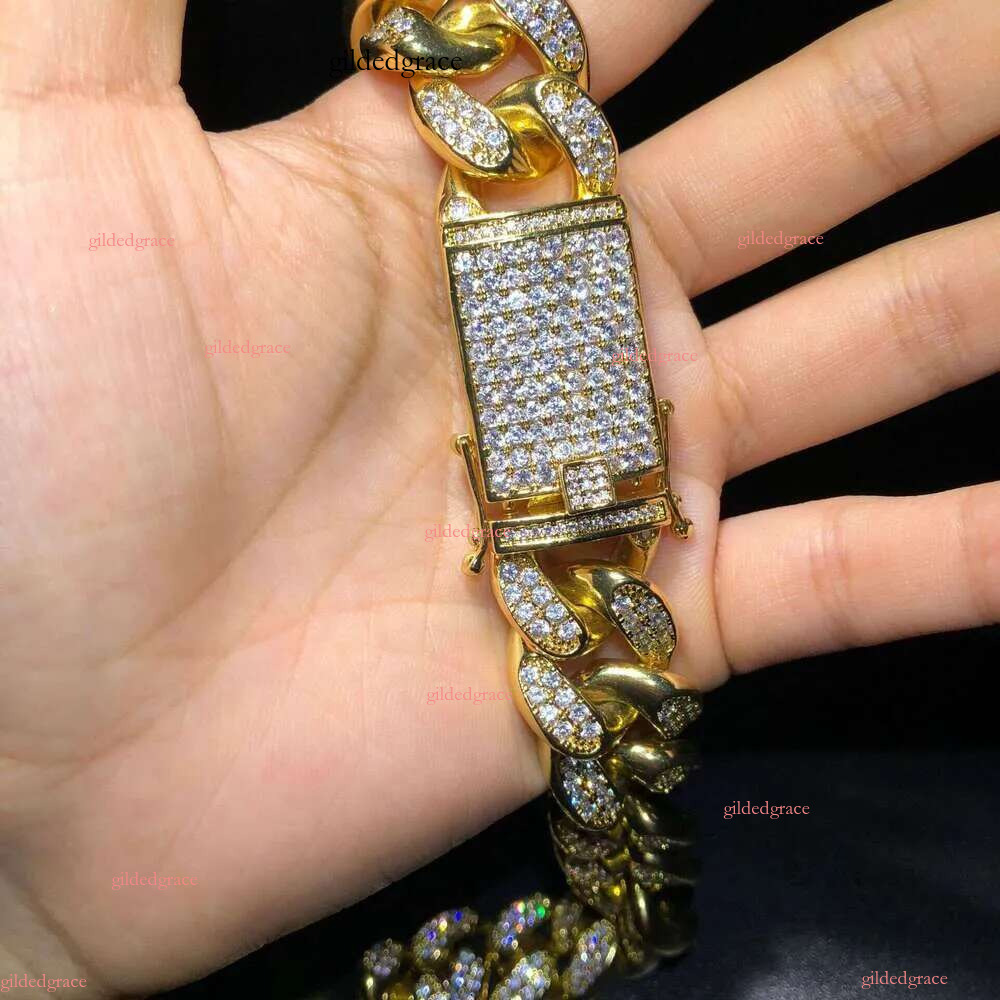 Designer Bracelet Jewelry Chain Necklace Pass The Tester 6mm~21mm Wide Gold Sterg Sier D Color VVS Moissanite Dia Cuban k Men choker goo