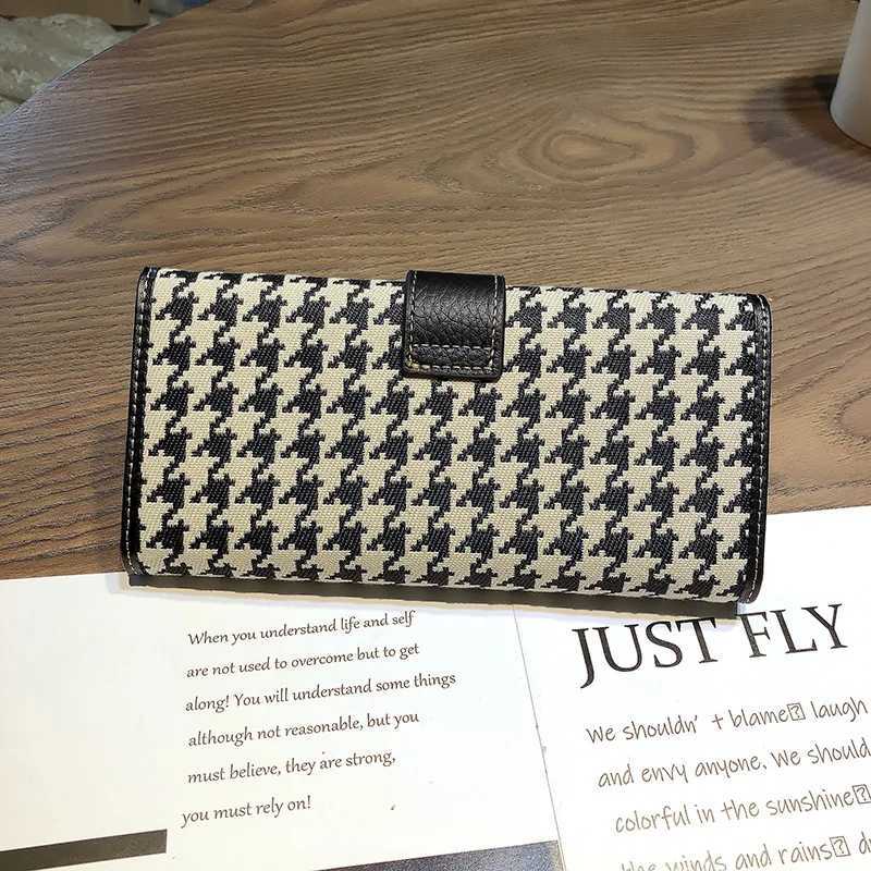 2024 New Genuine Leather Women Wallets Houndstooth Embroidery Long Wallet Excellent Cowhide Billfold For Cell Phone Clutch Bags W251114