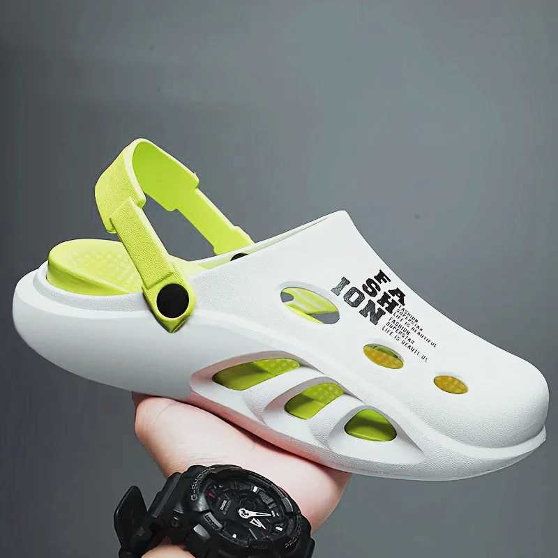 Cave shoes for men in summer anti slip office toe cover slider for men in sports thick sole stepping on dog poop beach sandals W250414