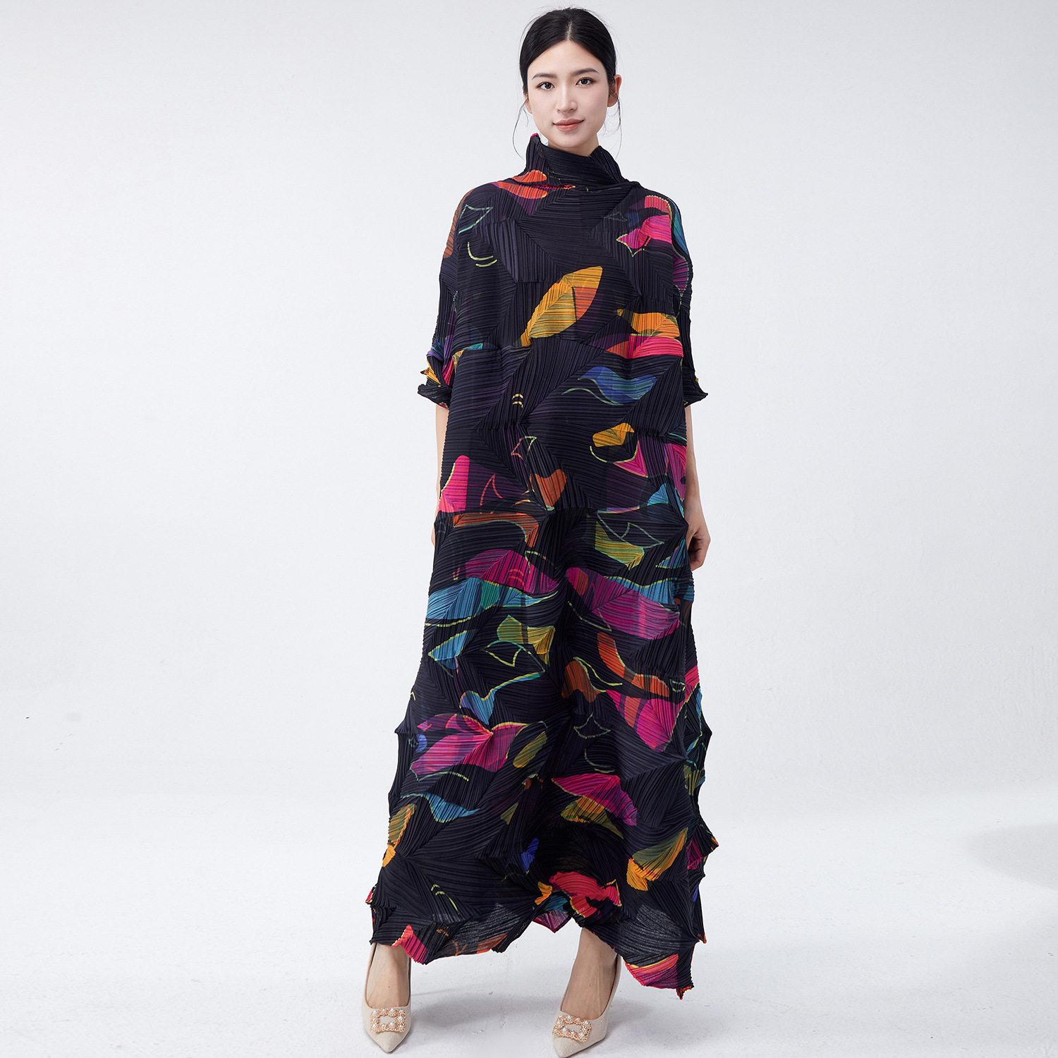 dongdumaoyi Elegant Plus Size Women's Long Skirt with High-End Print Design - Fashionable Loose Fit Temperament Dress