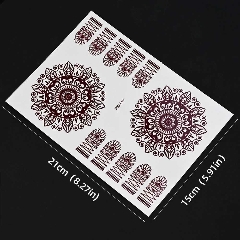 15 * 21cm Red Lace Nail Art Tattoo Sexy Chestnut Tattoo Sticker Waterproof Indian Mehndi Design Temporary Tattoo Finger Hand Tattoo+XJ25414