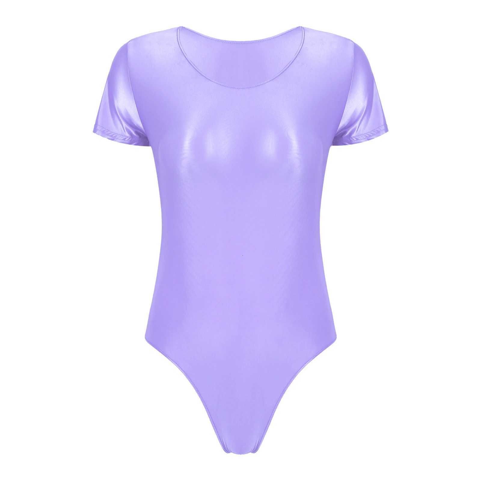 Womens Swimsuit Solid Color One Piece Swimwear Short Sleeve High Cut Leotard Swimming Tights Bodysuit Sportswear Beach WearW251113