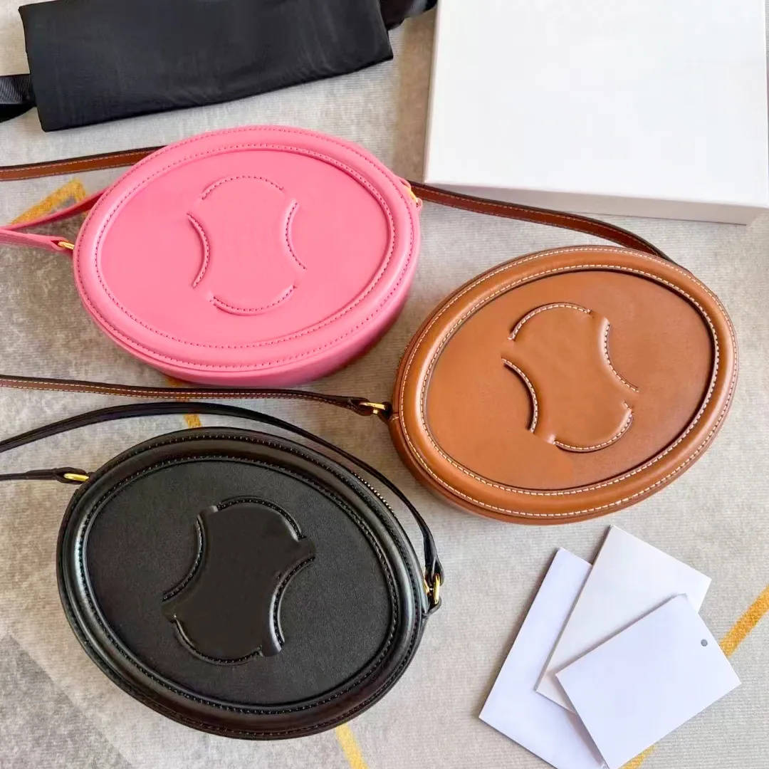 Luxury Designer TRIOMPHES bag Crossbody Oval Wallet Calfskin leather Even round bag women's men pochette handbags purses mini hobo phone clutch shoulder bags