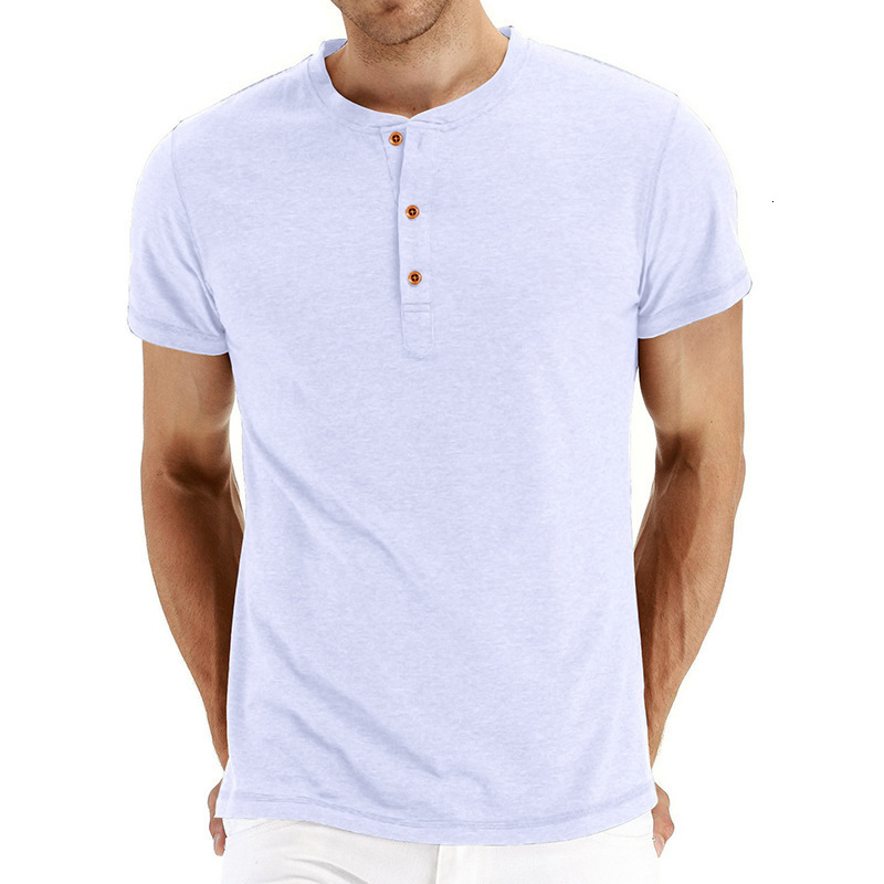 Summer Mens Solid Color Basic Henley Neck T-shirt Mens Round Neck Short Sleeve T-shirt t shirts for men