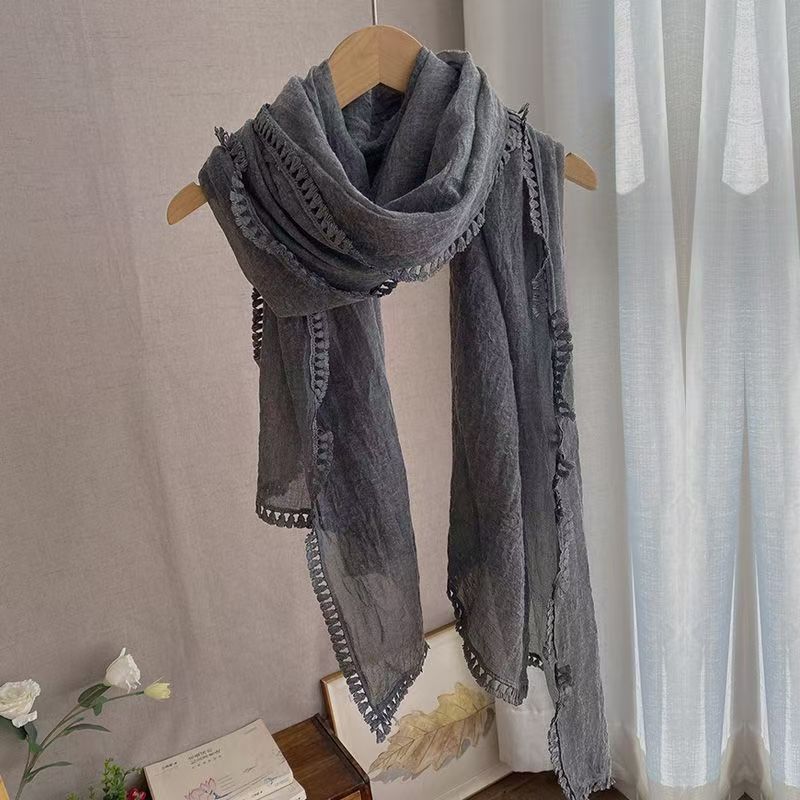 T472 literary cotton and linen scarf retro temperament autumn and winter thin shawl new spring and autumn gauze scarf