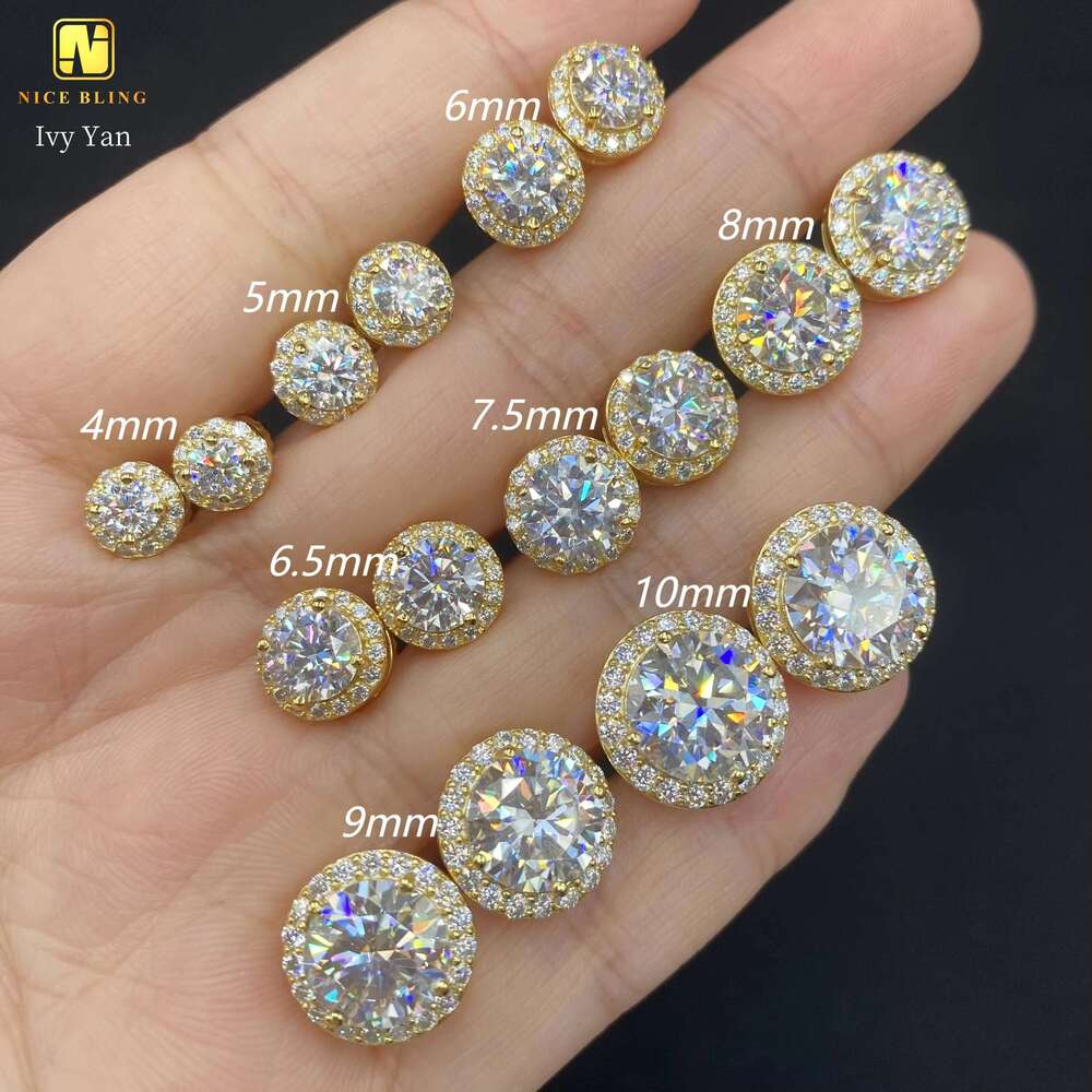 Full range of sizes, fashionable hip-hop jewelry frame settings, earrings, pure sier VVS Moissanite women's earrings