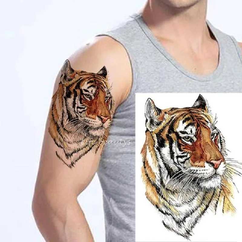 Mens Fake Tattoo Stickers Cold Arm Temporary Stickers Big Head Lion Tiger Wolf Tattoo StickersXJ25414