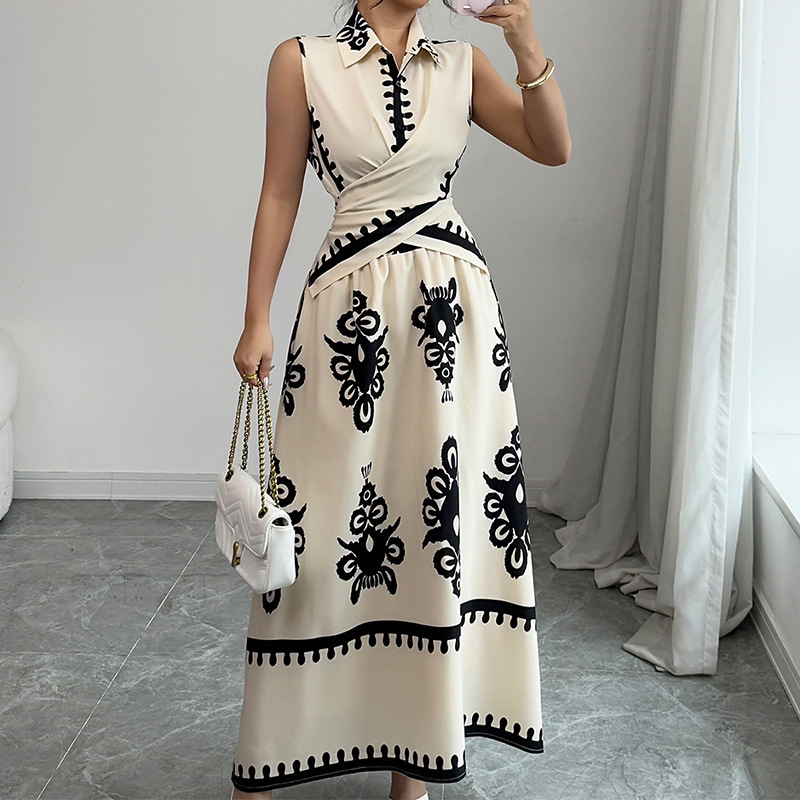 Womens clothing 2025 new vacation style sleeveless shirt tie half skirt two-piece dress set