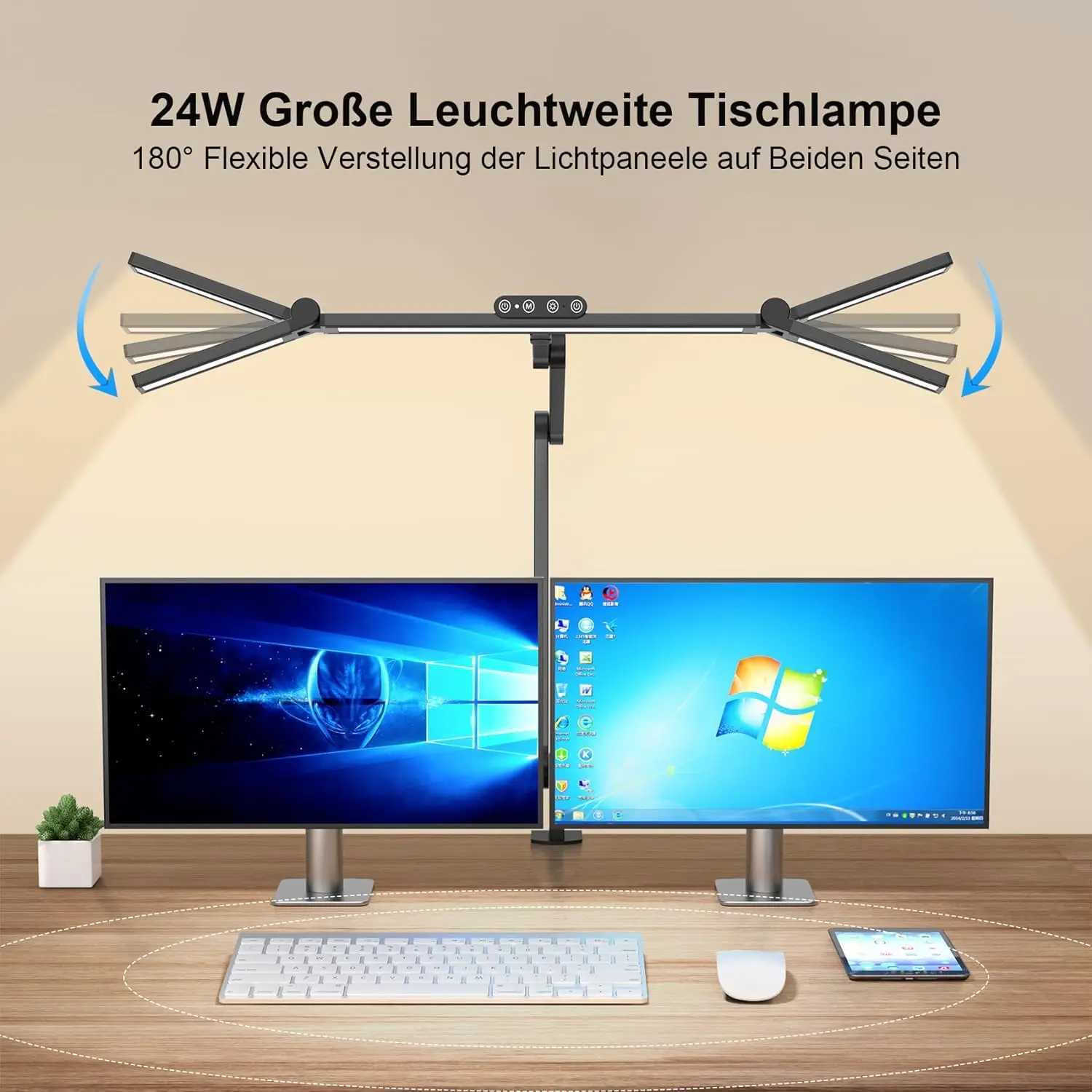 led Desk Lamp with Clamp 24W Ultra Bright Architect LED Table Lamp for Home Office with Atmosphere Lighting Automatic Dimming M251114