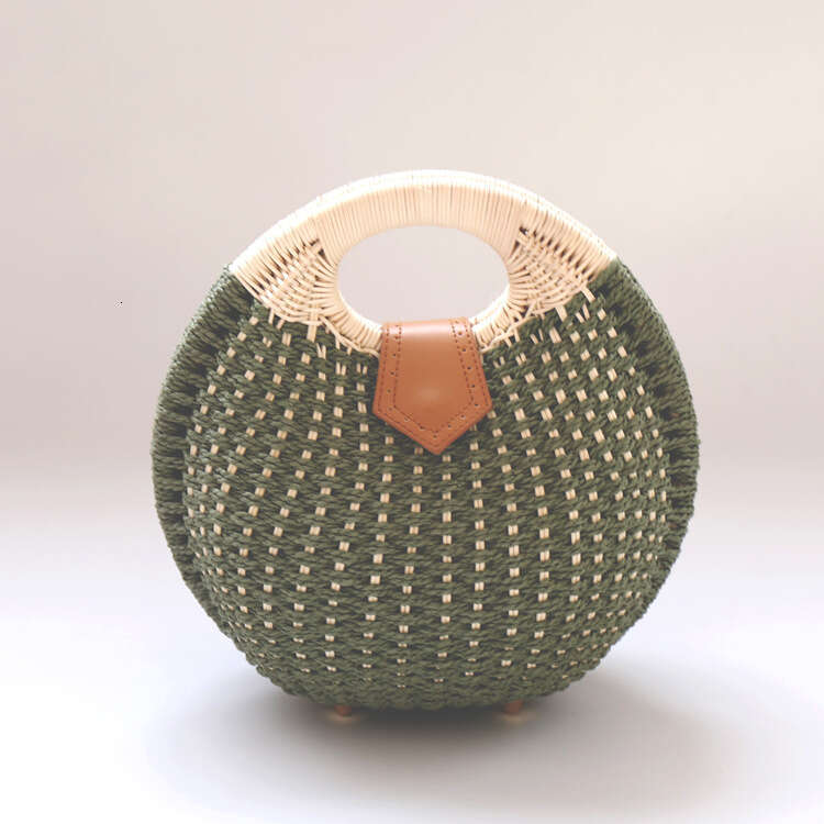 Handmade Beach Bag 2018 Fashion Vacation Beach Women's Handheld Vine Contrast Color Shell Grass Weaving Bag Kq2