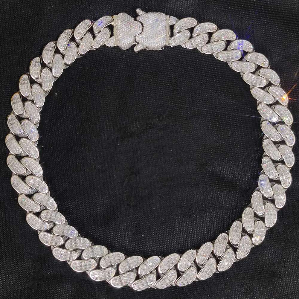 Hip Hop Jewelry 18mm 3 Rows Rectangle CZ Cuban Link Chain Diamond Necklace Bling Heavy Iced Out cuban Chain For Men Party Gift