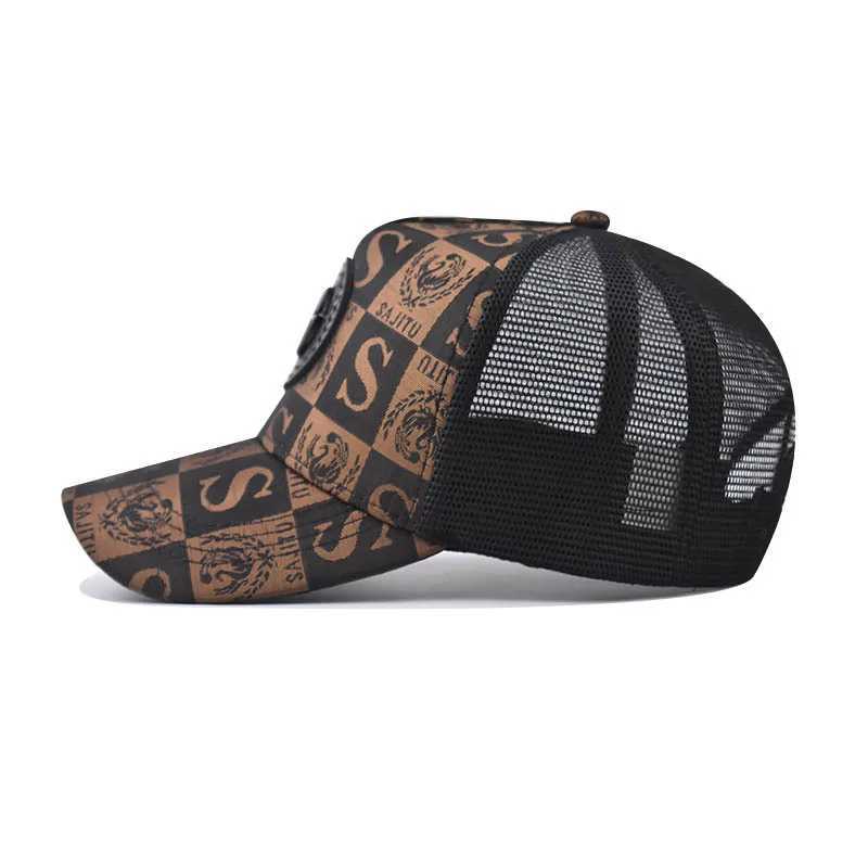 Fashionable outdoor mesh baseball cap mens checkered cap mesh cap casual Sunhat truck boys and girls Snapback Gorra wholesale W250414
