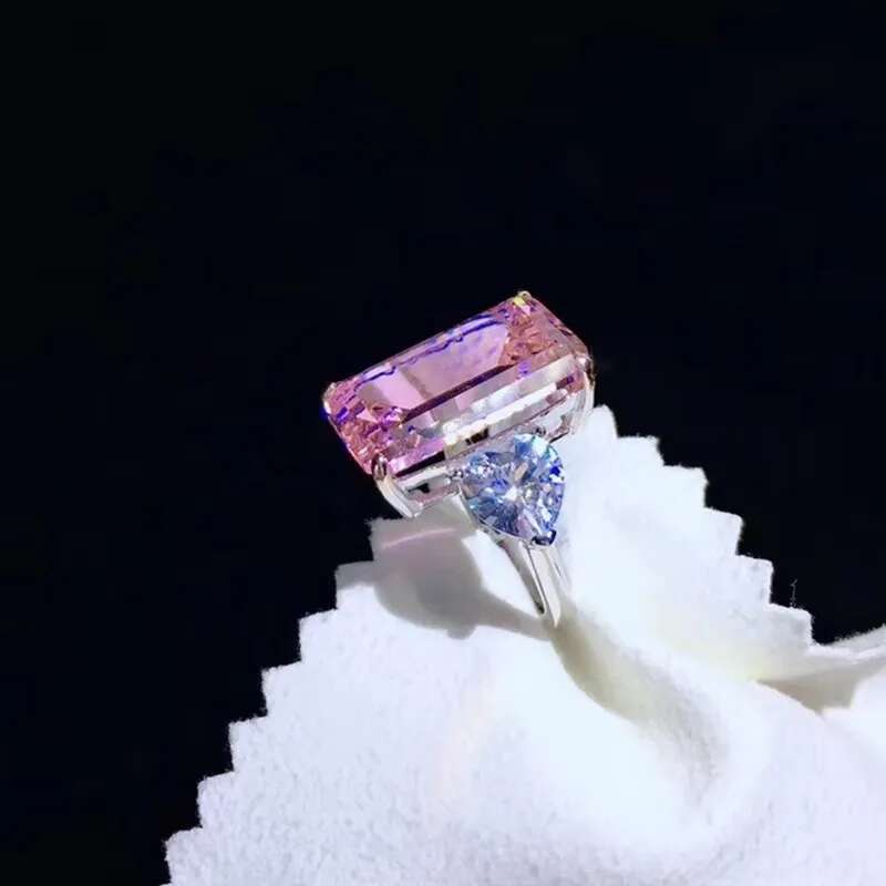 3 5 6 7 8 10 Carat Au585 14K White Gold Ring Pink Emerald shape moissanite Diamonds Women Wedding Party Engagement Ring Classic