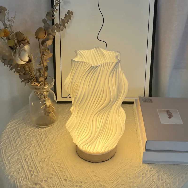 Flower Vase Table Lamp ins Cream Style Atmosphere Light USB Rechargeable Bedside Night Light Desktop Decoration M251114