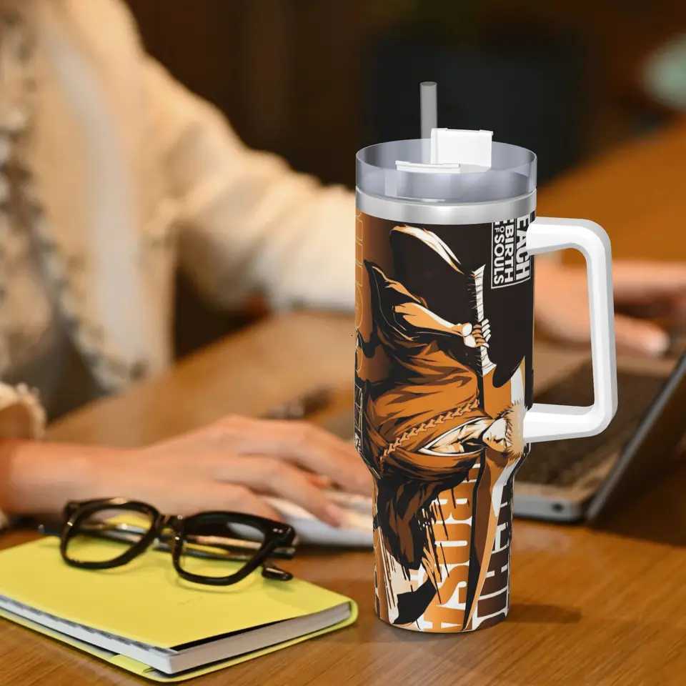 BLEACH Anime Ichigo Mugs Cup With Straws Travelist Cold and Hot Water Bottle Portable Large Thermal Cups C251114