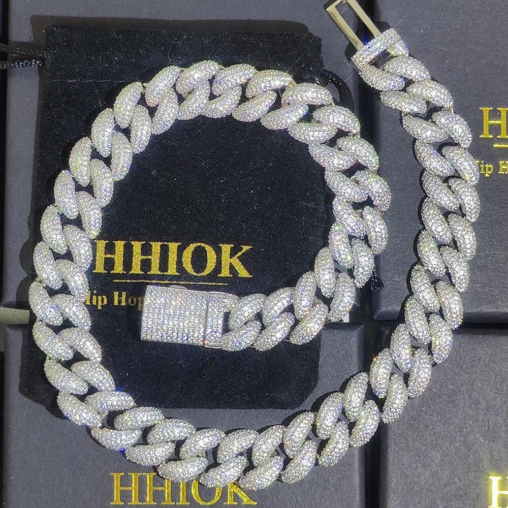 14mm Width Full Paved Cubic Zirconia CZ Iced Out Bling Cool Men Boy Hip Hop 18k Gold Plating Miami Cuban Chain Necklace