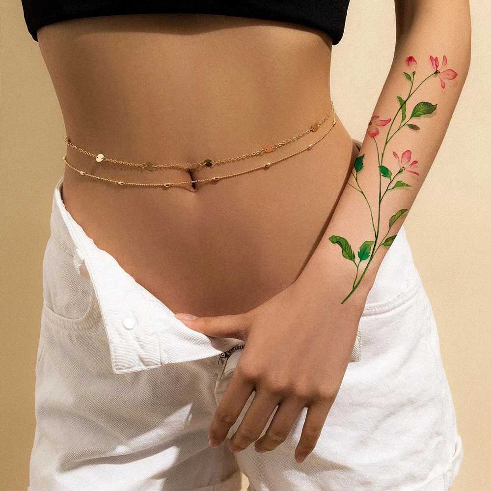 Colorful flower fake tattoo female waterproof leaf pattern temporary tattoo sticker handmade arm disposable body stickerXJ25414