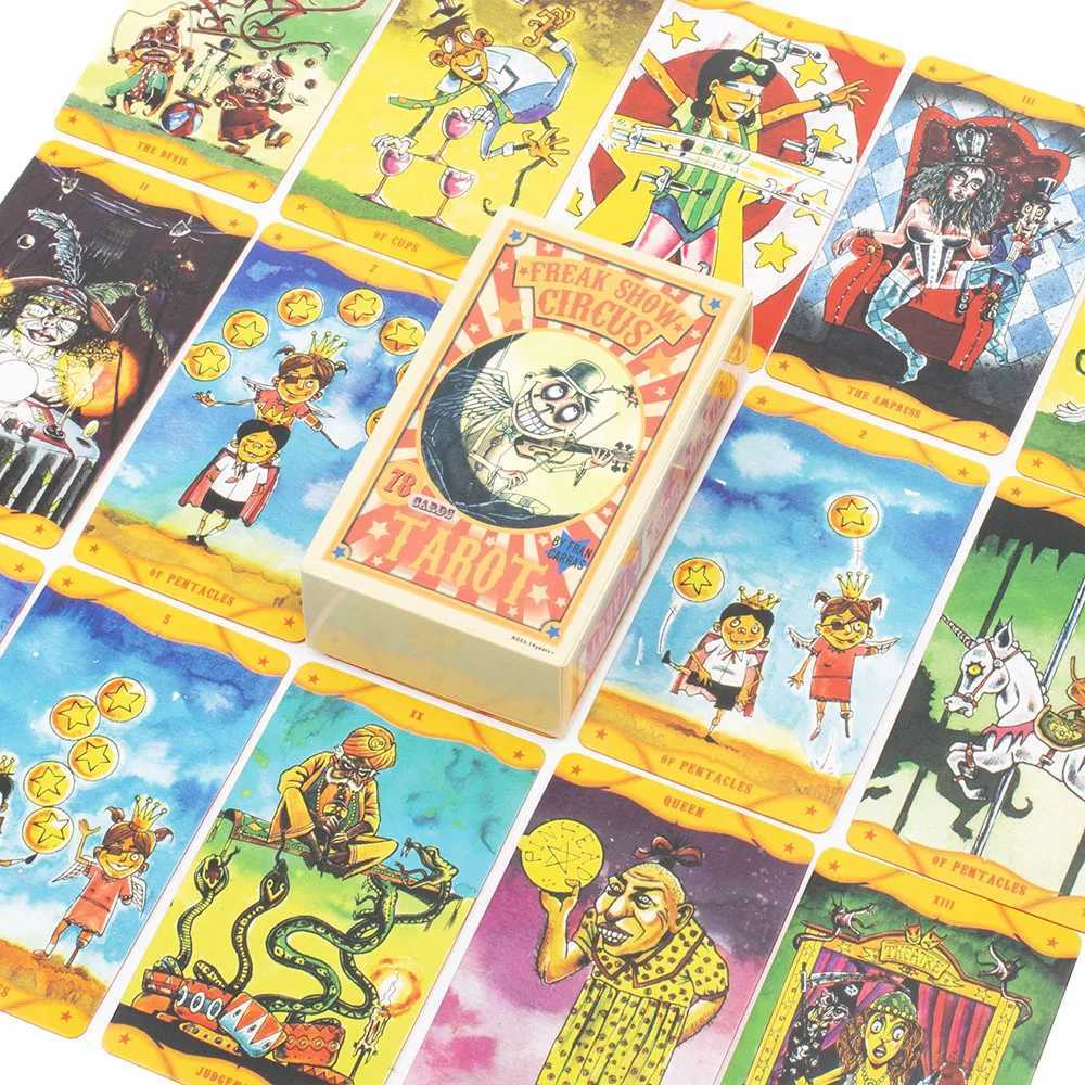 Freak Show Circus English Vision Tarot Cards Playing Games 78pcs Board Game Set with Guidebook for Family Gatherings C251114