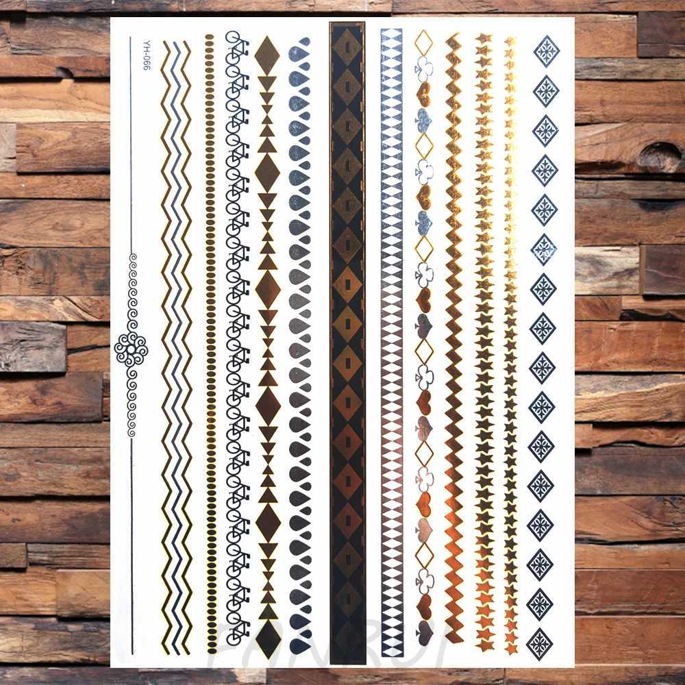 Golden Feather Small Tool Womens Temporary Tattoo Real Fingernail Flower Fake Tattoo Stickers Unique Waterproof TattooXJ25414