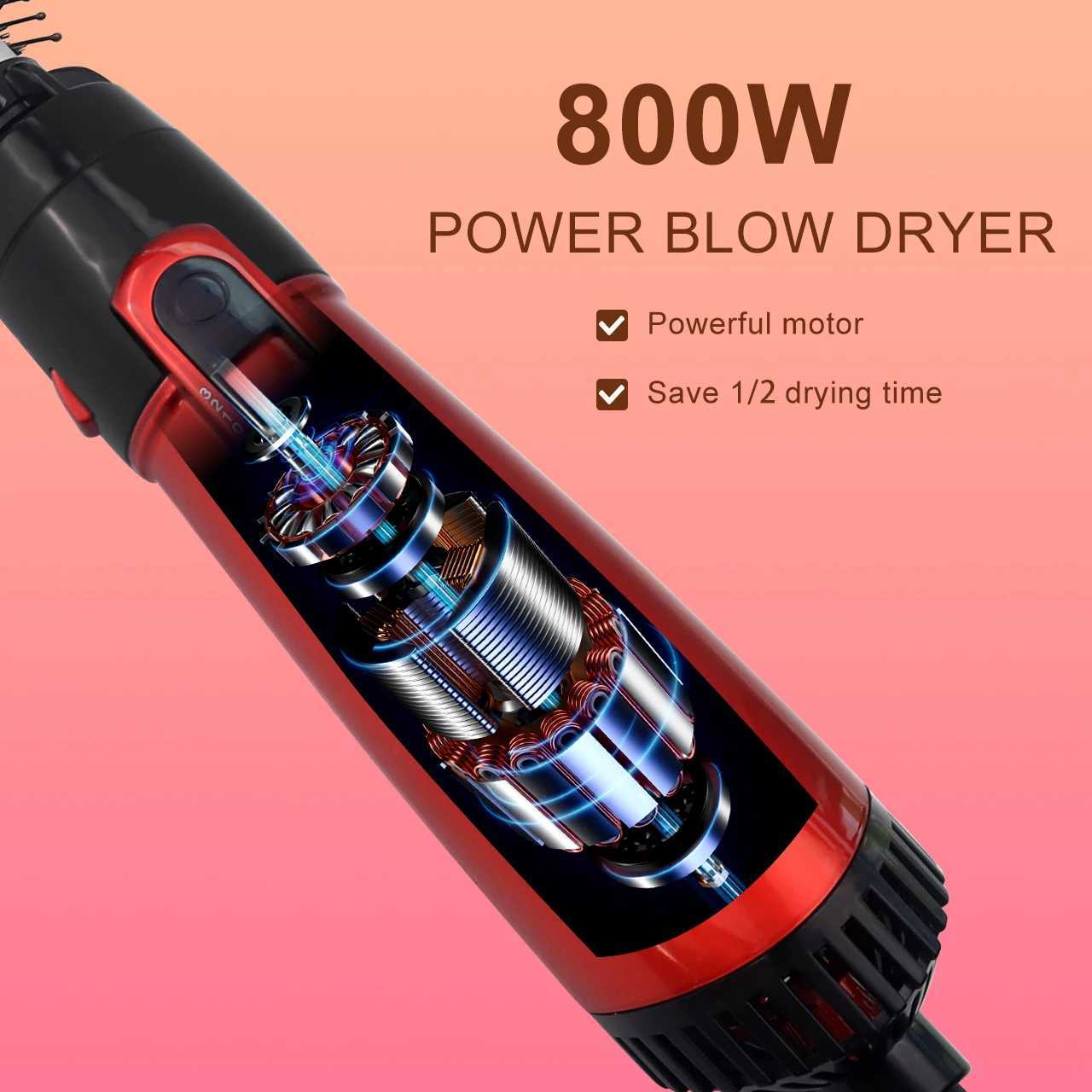 3 in 1 Hair Dryer Volumizer Brush Negative Ion Hot Air Brush with 3 Temperature Settings for Drying Straightening CurlingT251114