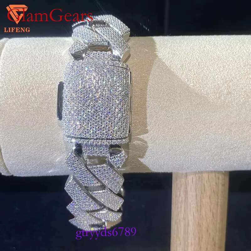 Lifeng Jewelry 20mm 4rows VVS Moissanite k Bracelet Sterg SIer Dia Hiphop Cuban Chain for Men