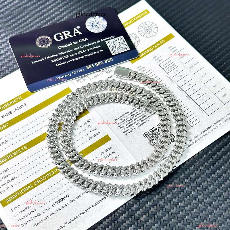 Miami Moissanite Cuban k Pass Di Tester 12Mm Wide Micro Paved 2 Row Dia Iced Out Chain Necklace Rapper Hip Hop Gold Jewelry Chains For Men Women Gift