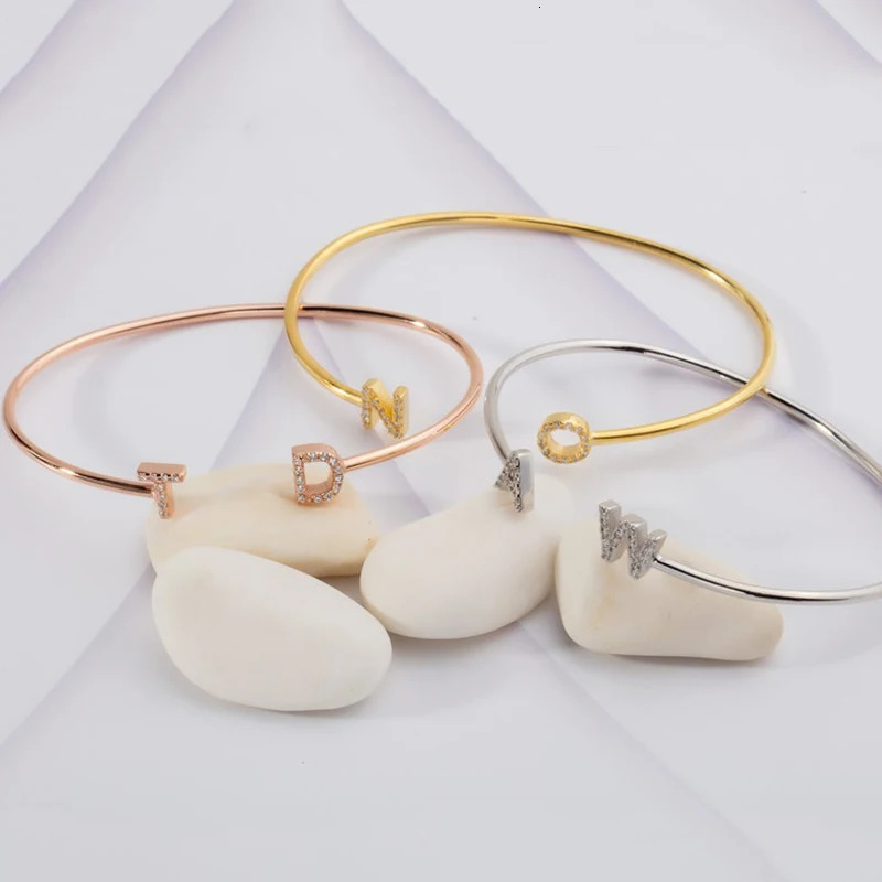 DODOAI Custom Zircon Bangles Personality Custom Name Bracelet Jewelry Name Words Letters Custom Bracelet Bangle Women Jewelry 250408