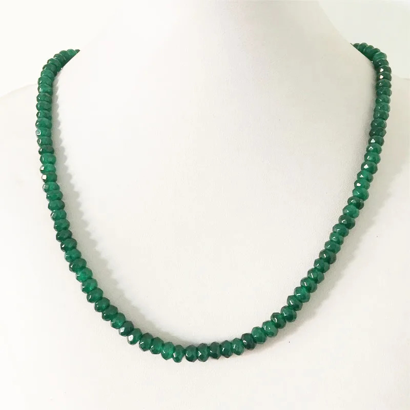 4*6MM Faceted Green Emerald Jade Necklace for Women Natural Stone Bead Choker Collares Abacus Gift Jewelry 250407