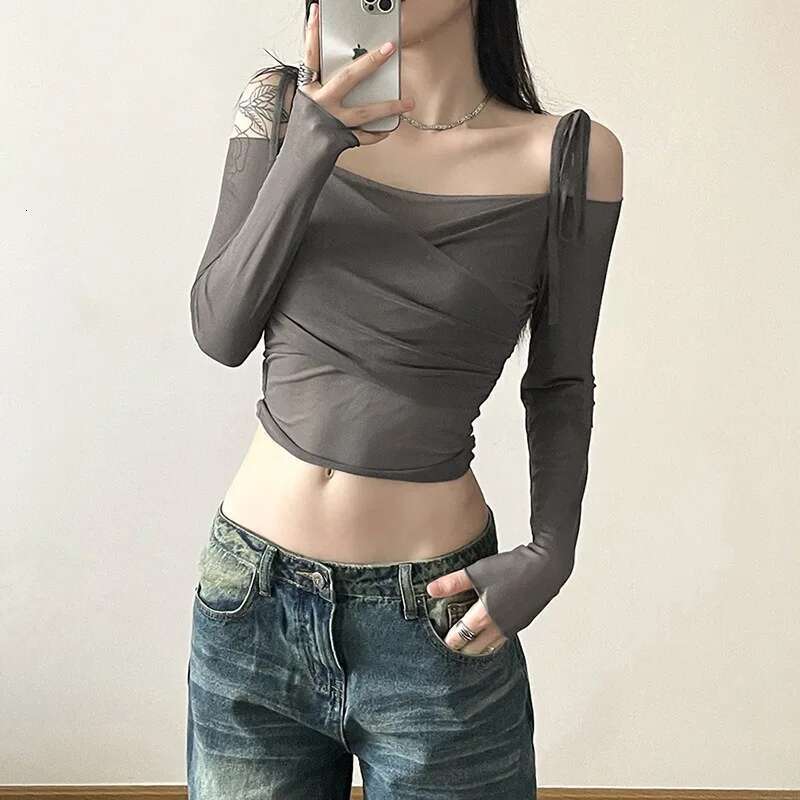 Nibber Simple Casual Soft Breathable Thin All-Match Youth Vitality AutumnHigh Street Travel Cool Women Lace-Up Long Sleeve Top