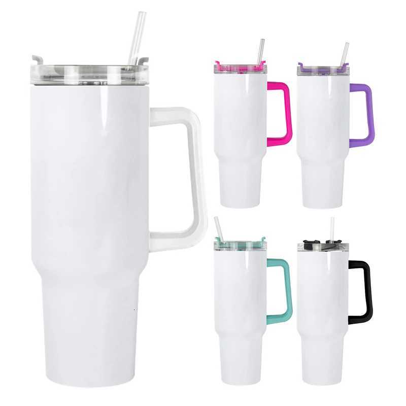 20pcs Mixed Colors 40oz Stainless Steel Vacuum Insulated Sublimation Tumbler Cup Coffee Mug With Handle Hu C251114