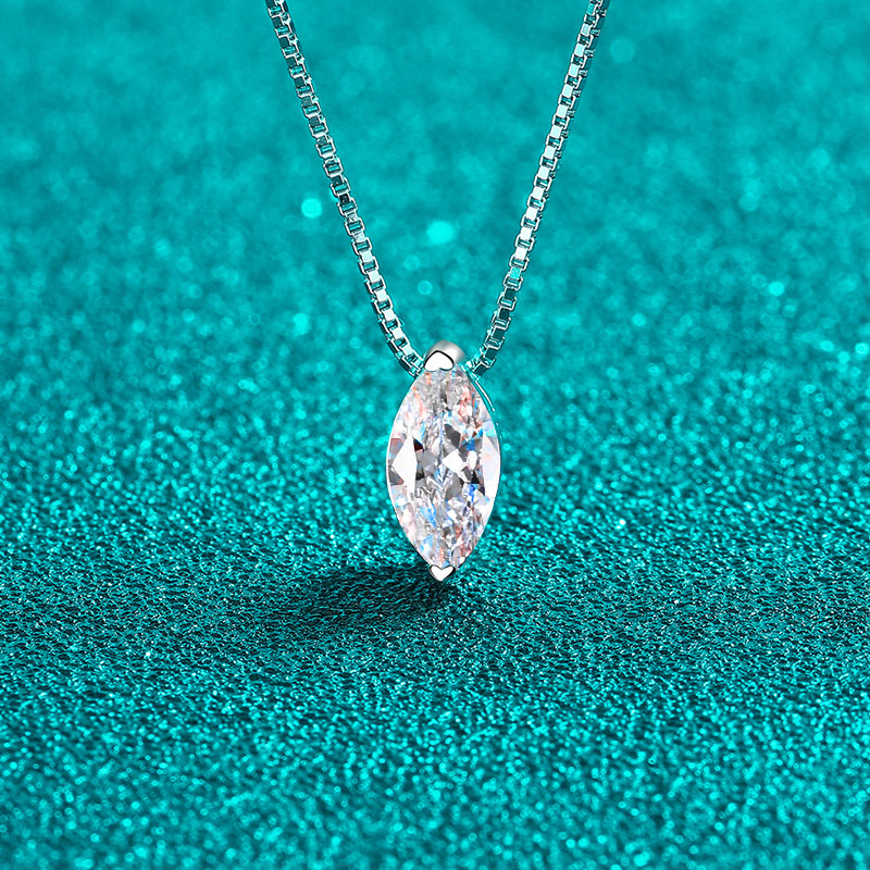 TaiYang GRA 1ct Marquise Teardrop Pendant Moissanite Necklace for Women, Luxurious S925 Wedding Engagement Diamond Necklace with Moissanite Certificat