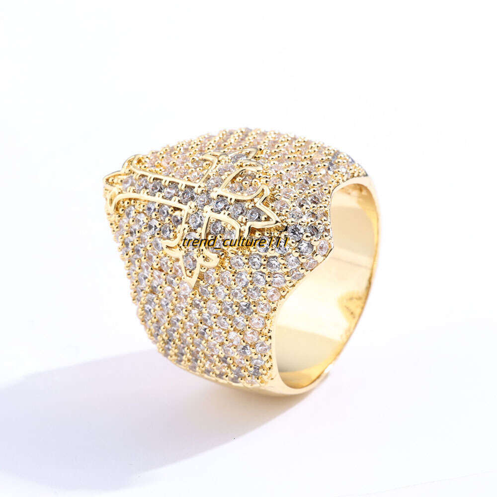 Hip hop Moissanite cross ring, trendy accessory, high-end men's ring