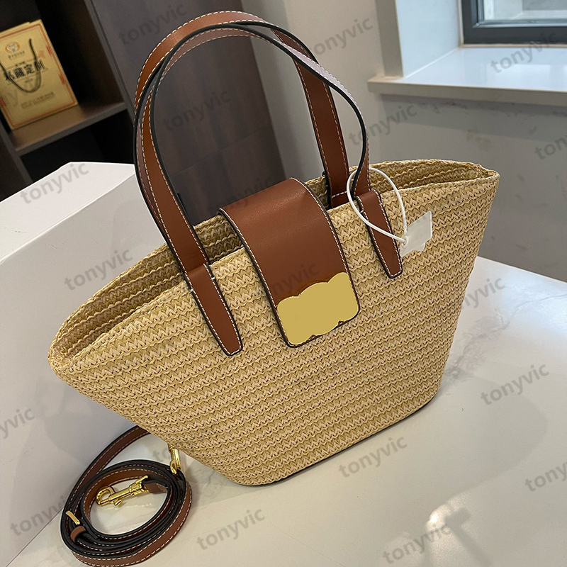 Designer Straw Tote Bag for Women Summer Classic Gold Buckle Beach Bag Crossbody Bag Luxury Handbags Purse Designers Tote
