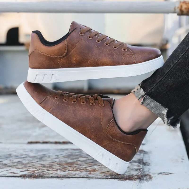 Casual Loafers British Sneakers hot Flats Classic Men Leather Shoes Spring Summer NEW New Trendy All-match Platform