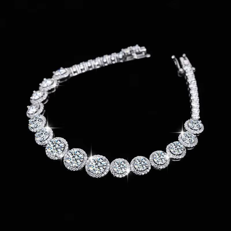 Wholesale S925 Sterling Silver Bright Gradient Bracelet All Around Inlaid VVS Moissanite for Men and Women Hip Hop Tennis Chain