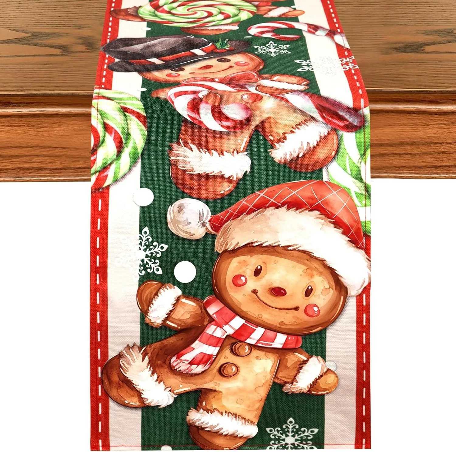 Christmas Festive Gingerbread Christmas table flag - Add Cheer to Your Holiday Meals New Year home party decoration Y251113