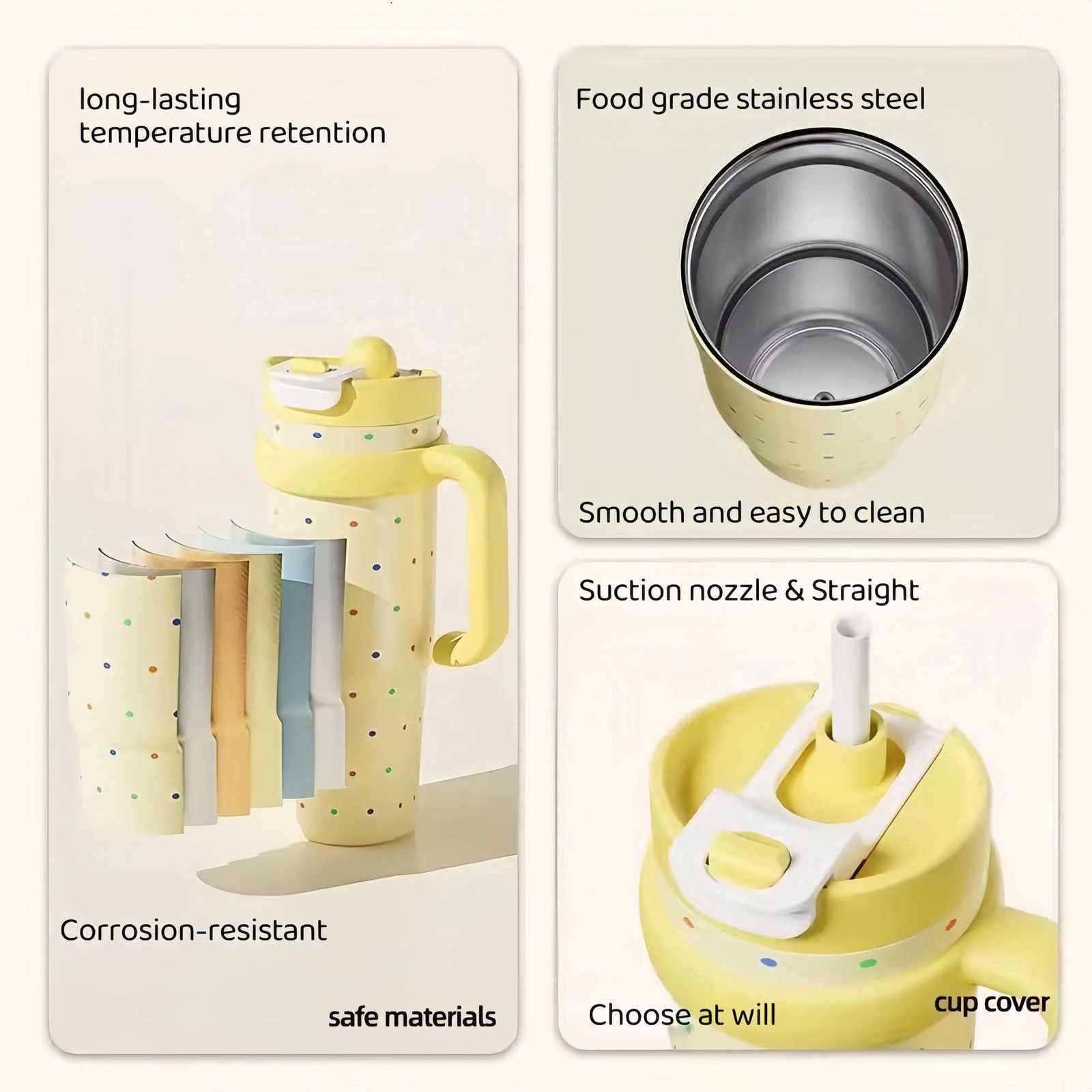 1000ML Large Capacity Vacuum Tumbler Cartoon with Handlelids Vacuum Cup Stainless Steel Leak-Proof Thermal Water Bottle Outdoor C251114