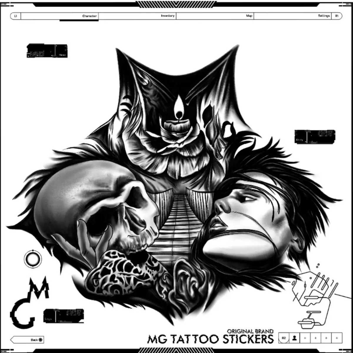 Womens Skull Fake Tattoo Mens Chest Art Tattoo Stickers Punk Skull Temporary Tattoo Waterproof Temporary TattooXJ25414