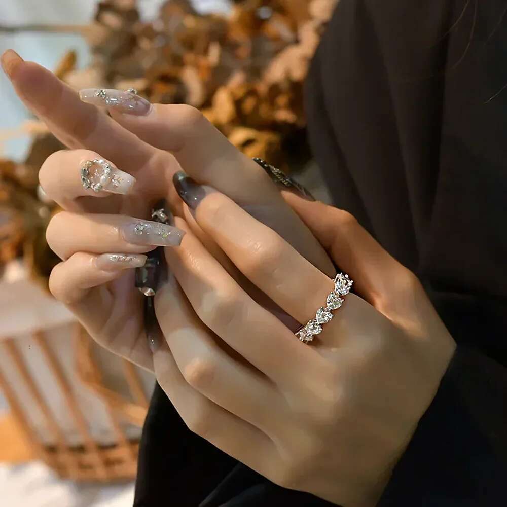 3mm Heart Cut Moissanite Diamond Eternity Band with Gra Certificate 925 Silver Stackable Love Promise Wedding Rings for Women