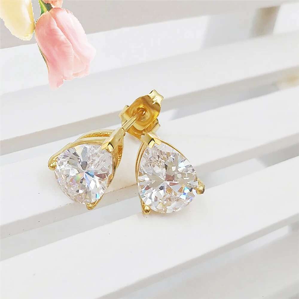 4Carat Pear Cut Real Moissanite Diamond Earrings with Certificats 925 Sterling Silver Waterdrop Shape Stud Earring for Women Men