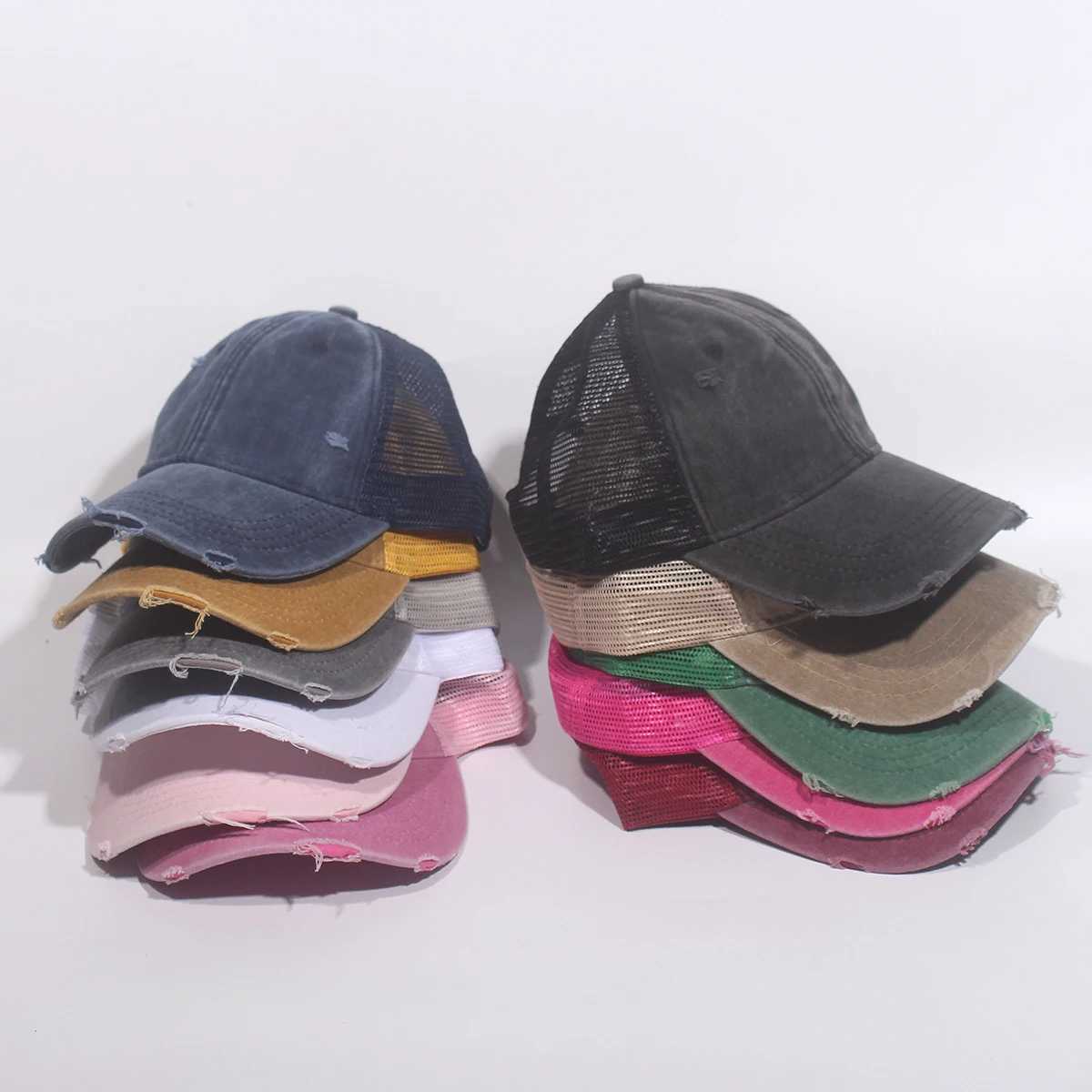 Fashionable solid mesh baseball cap suitable for men women retro snap on hip-hop hat unisex street adjustable sun hat W250414
