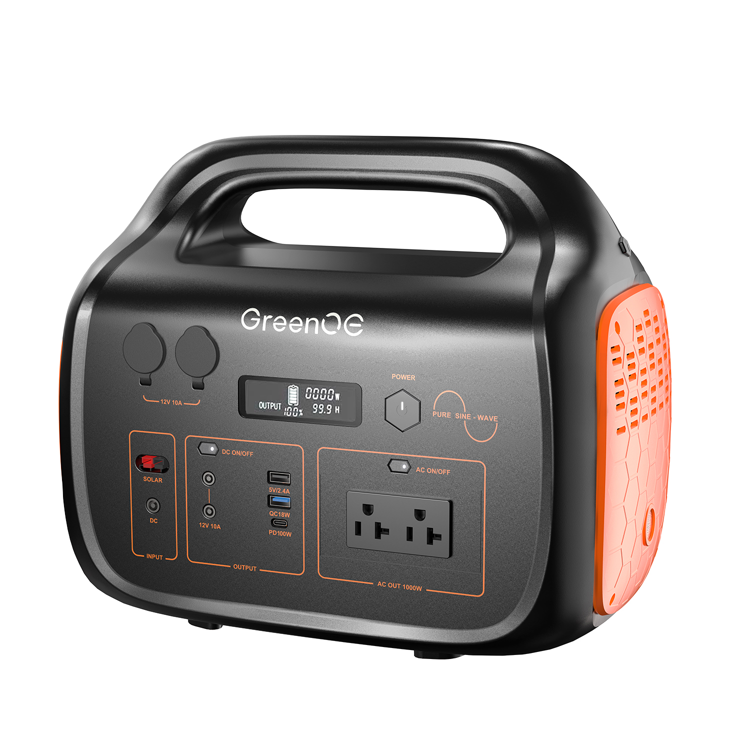 GreenOE 1000W 1204Wh Portable Power Station for Outdoors Travel Hunting Home Lithium Battery Backup