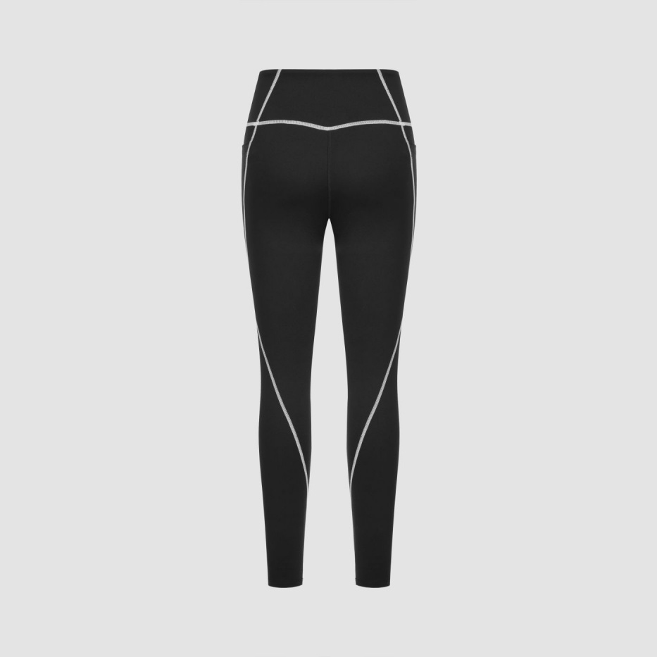 Women's Black High Rise Solid Active Leggings Slim Fit Knit Fabric For Gym Sportswear