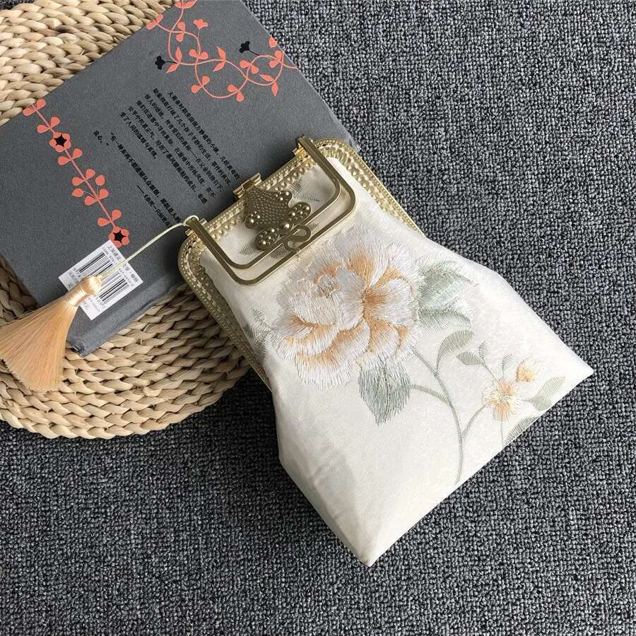 Fringe Shell Lock Tote Women's Handbags Purses Women Shoulder Crossbody Embroidery Rose Wers Wedding Bag Bags