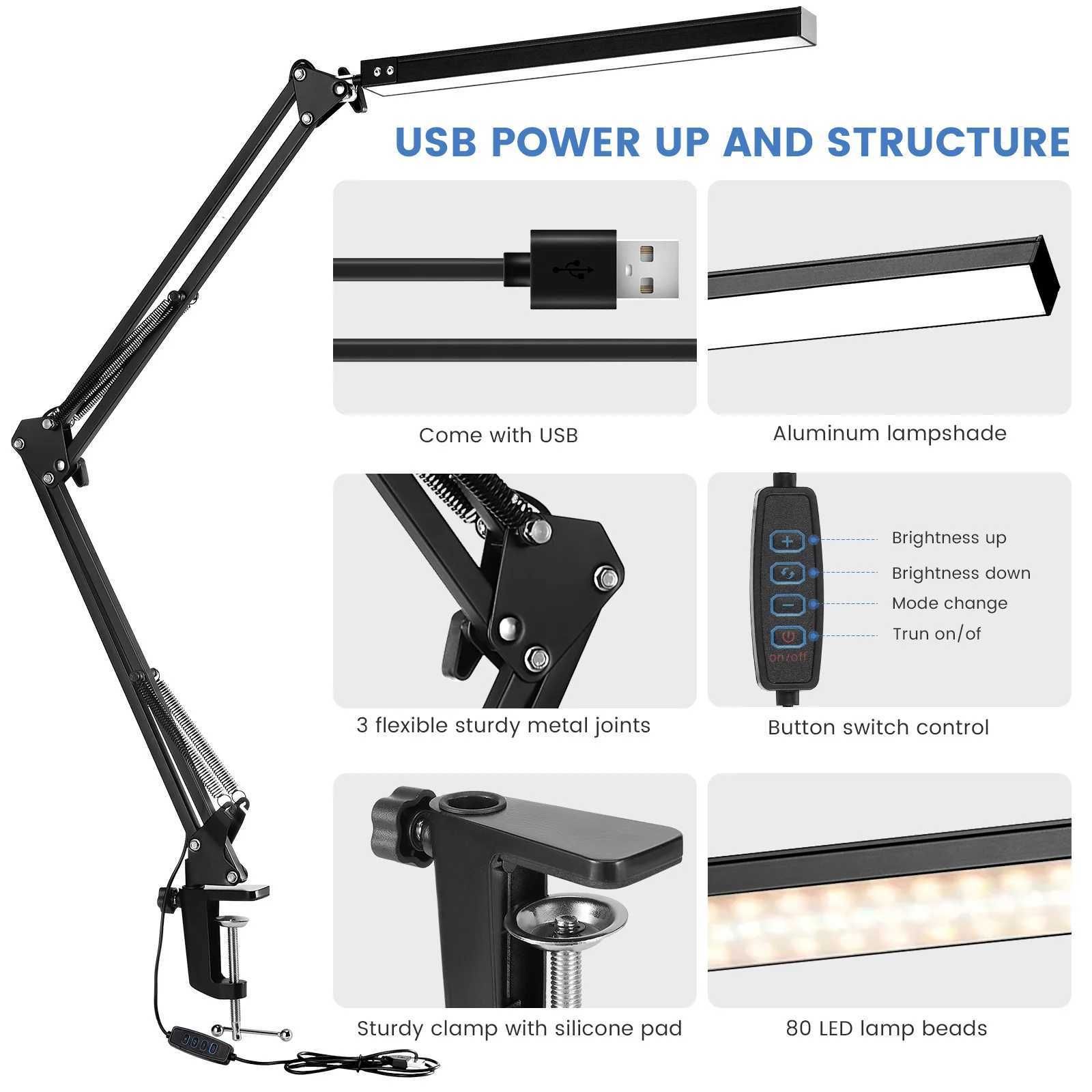 33CM LED Desk Lamp Adjustable Foldable Double Swing Light Eye-Caring For Dormitory Study Office Architect Task Lamp Dimmable M251114