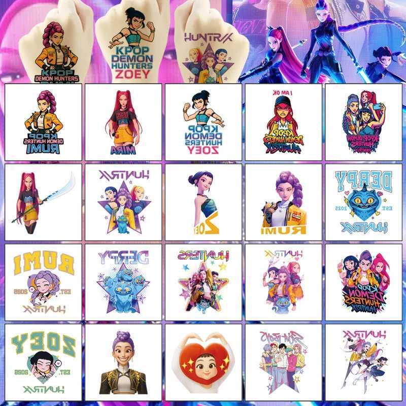 Kpop Demon Movie Hunters Temporary Tattoos Removable Tattoo Stickers for Kids Goodie Bag Stuffers Party Supplies Decoration Gift Z251111