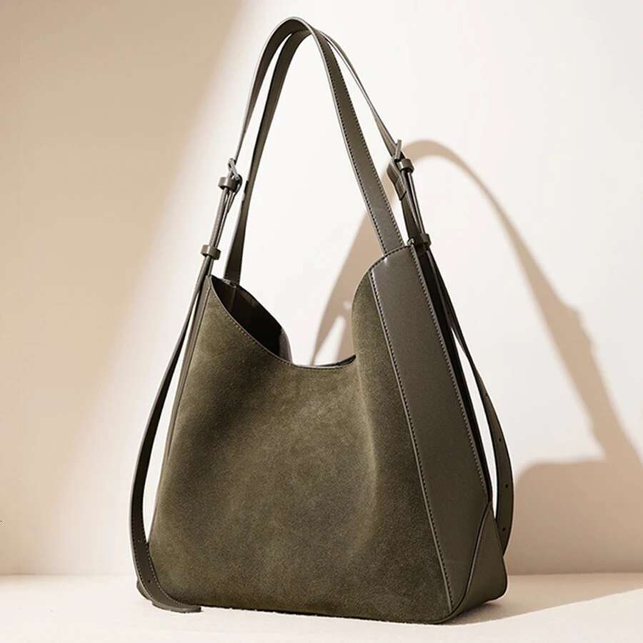 2025 New Suede Women Retro Autumn Winter Shoulder Split Leather Female Armpit Hand Tote Bag