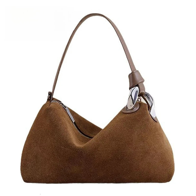 Designer bag handbag women's frosted suede leather high-quality brown coffee single shoulder crossbody bag red